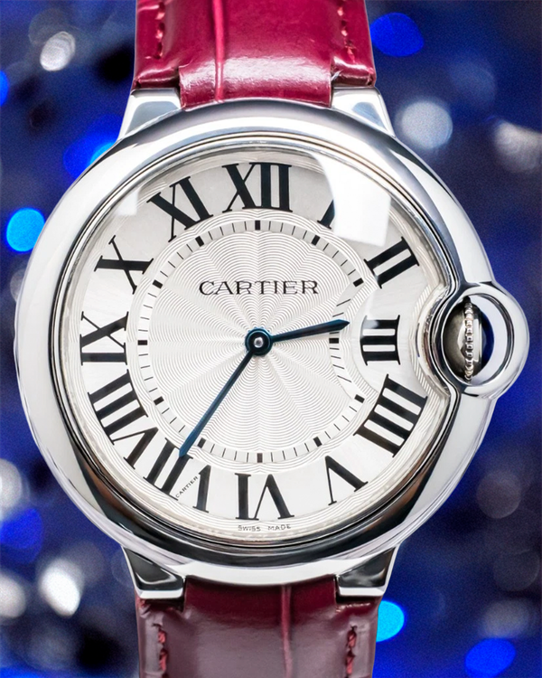 Cartier Ballon Bleu 36MM Quartz Silver Dial Leather Strap (W6920087)
