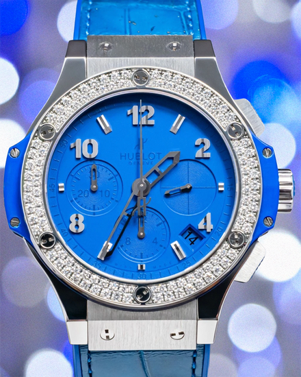 Hublot Big Bang Chronograph "Tutti Frutti" 41MM Blue Dial Leather Strap (341.SL.5190.LR.1104)