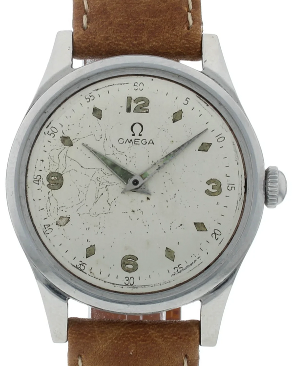 Omega Vintage 33MM Silver Dial Aftermarket Leather Strap (Cal. 30T2 SC RG)