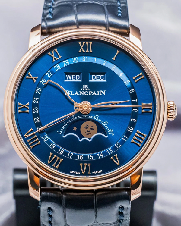 Blancpain Villeret Quantiéme Complet 40MM Blue Dial Leather Strap (6654-3640-55B)