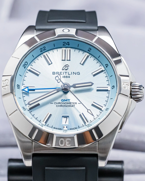 2024 Breitling Chronomat GMT 40MM Ice Blue Dial Rubber Strap (P32398101C1S1)