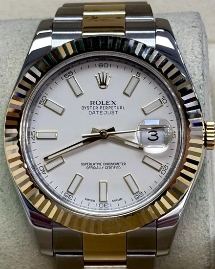 2016 Rolex Datejust II 41MM White Dial Two-Tone Oyster Bracelet (116333)