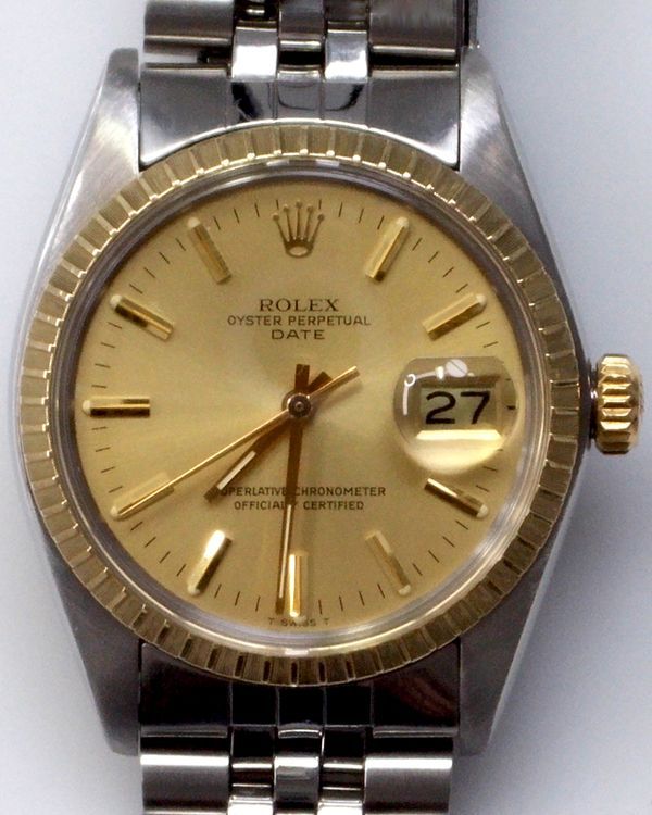 Rolex Oyster Perpetual Date 34MM Champagne Dial Jubilee Bracelet (1505)