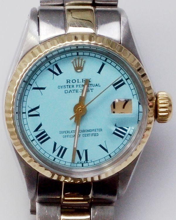 Rolex Lady-Datejust 26MM Aftermarket Blue Dial Two-Tone Oyster Bracelet (6517)