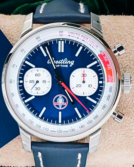 Breitling Top Time "Shelby Cobra" 41MM Blue Dial Leather Strap (AB0176)