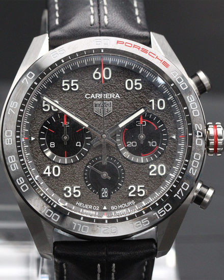 2023 Tag Heuer Carrera Porsche Chronograph S.E. 44MM Grey Dial Leather Strap (CBN2A1F.FC6492)