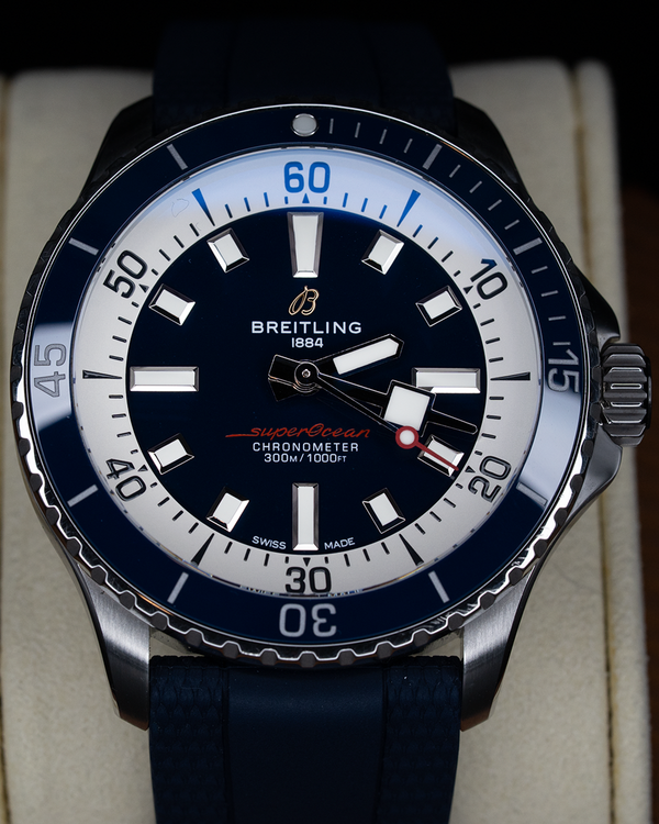 2023 Breitling Superocean 42MM Black Dial Aftermarket Rubber Strap (A17375)