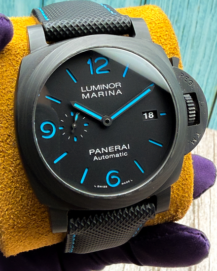 Panerai Luminor Marina Carbotech 44MM Black Dial Leather Strap (PAM01661)