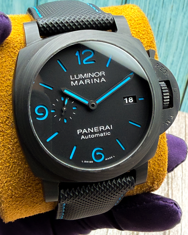 Panerai Luminor Marina Carbotech 44MM Black Dial Leather Strap (PAM01661)