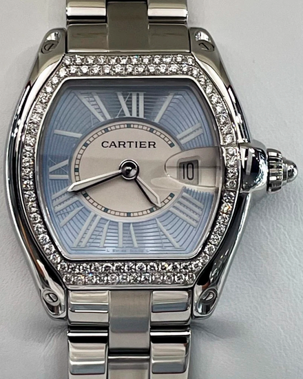 2012 Cartier Roadster 30MM Quartz Blue Dial Steel Bracelet (W62053V3)