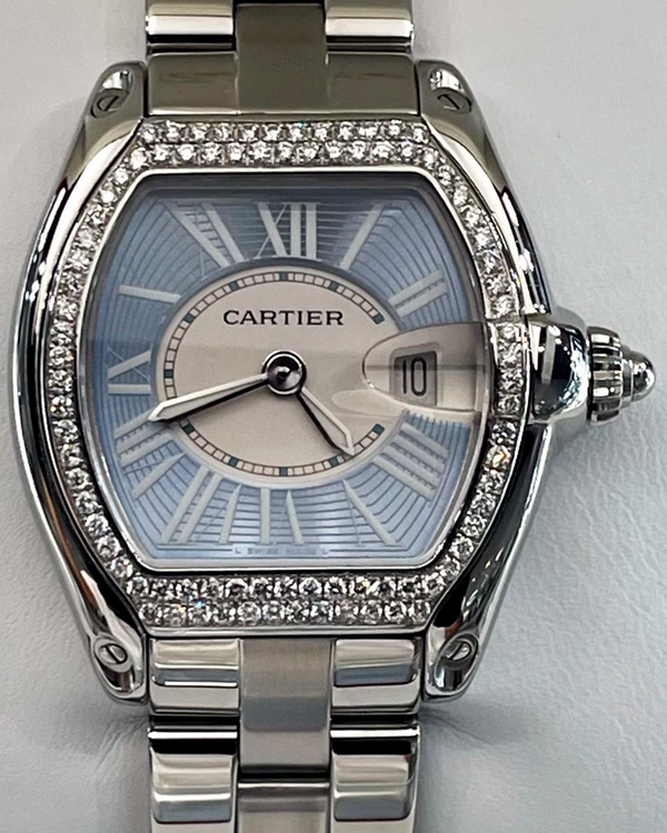 2012 Cartier Roadster 30MM Quartz Blue Dial Steel Bracelet (W62053V3)