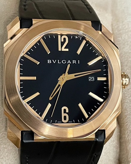 Bvlgari Octo Solotempo 41MM Black Dial Leather Strap (101963)