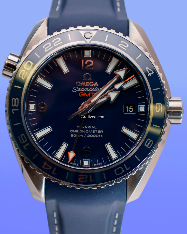 No Reserve - 2020 Omega Seamaster Planet Ocean 600M GMT 43.5MM Blue Dial Rubber Strap (232.92.44.22.03.001)