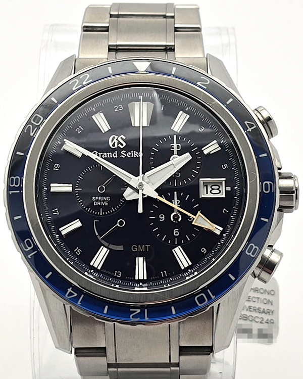 2022 Grand Seiko Evolution 9 Spring Drive Chronograph GMT "15th Anniversary" L.E. 44.5MM Blue Dial Titanium Bracelet (SBGC249G)