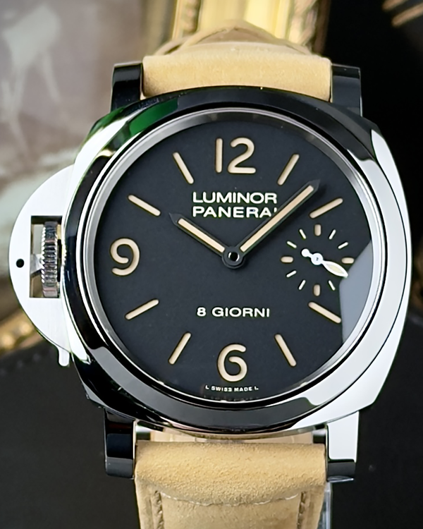 2025 Panerai Luminor Destro Otto Giorni S. E. 44MM Black Dial Leather Strap (PAM01655)