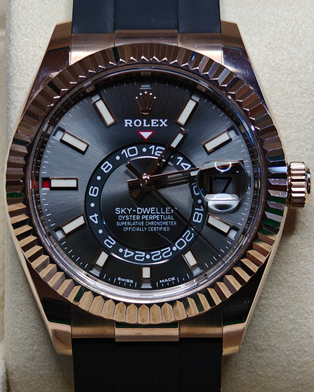 Rolex Sky-Dweller 42MM Rhodium Dial Rubber Strap (326235)