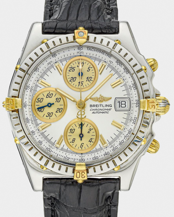 Breitling Chronomat 39MM White Dial Aftermarket Leather Strap (B13050.1)