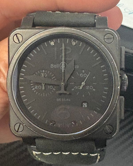 2014 Bell & Ross BR 03 42MM Black Dial Leather Strap (BR0394-PHANTOM)