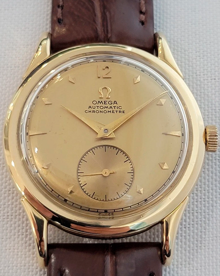 Omega Vintage "Bumper" 33MM Champagne Dial Aftermarket Leather Strap (2499)