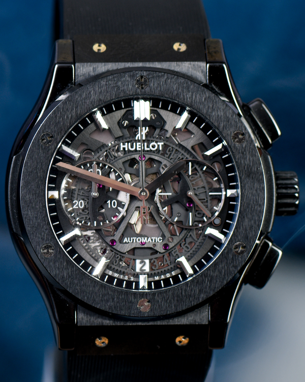 Hublot Classic Fusion Aerofusion "Black Magic" 45MM Skeleton Dial Rubber Strap (525.CM.0170.RX)