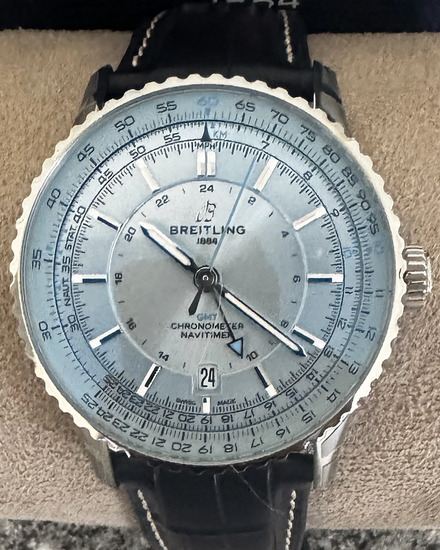2024 Breitling Navitimer GMT 41MM Ice Blue Dial Leather Strap (A32310)