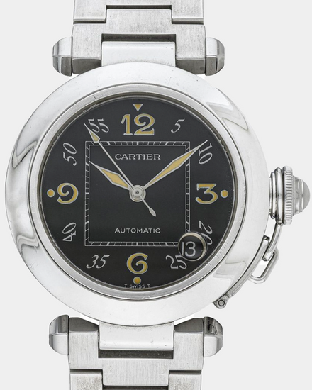 Cartier Pasha de Cartier 35MM Black Dial Steel Bracelet (2324)
