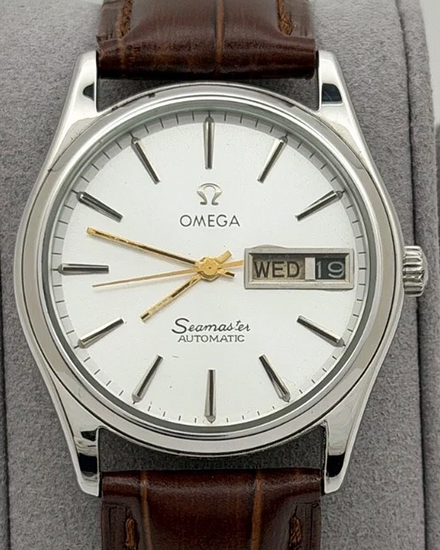 Omega Seamaster 34MM Silver Dial Aftermarket Leather Strap (166.0279)