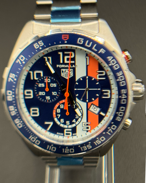2025 Tag Heuer Formula 1 "Gulf" S.E. 43MM Quartz Blue Dial Steel Bracelet (CAZ101AT.BA0842)