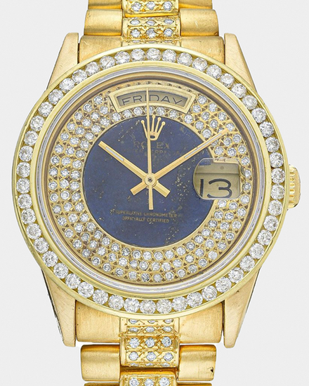 1987 Rolex Day-Date 36MM Aftermarket Blue Dial Aftermarket Yellow Gold President Bracelet (18038)