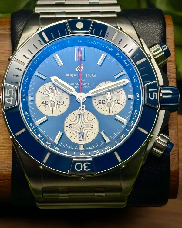 2021 Breitling Super Chronomat B01 44MM Blue Dial Steel Bracelet (AB0136161C1A1)
