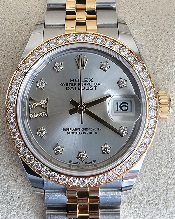 2022 Rolex Lady-Datejust 28MM Silver Dial Two-Tone Super Jubilee Bracelet (279383RBR)