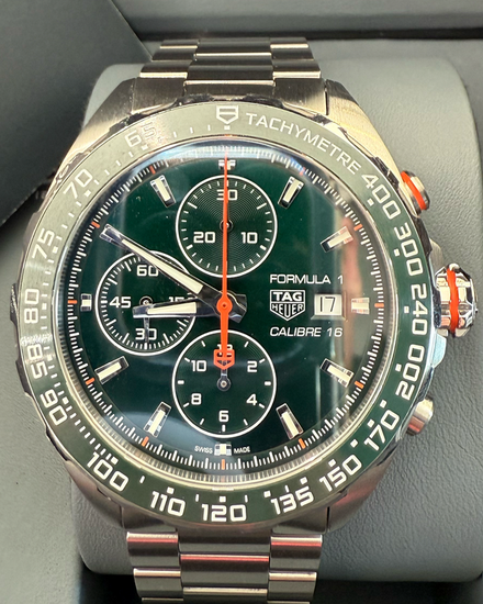2025 Tag Heuer Formula 1 Chronograph Calibre 16 44MM Green Dial Steel Bracelet (CAZ201H.BA087)