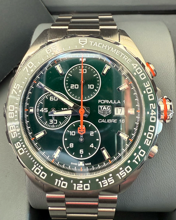 2025 Tag Heuer Formula 1 Chronograph Calibre 16 44MM Green Dial Steel Bracelet (CAZ201H.BA087)