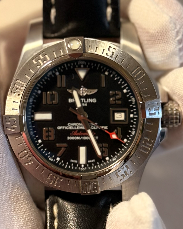 2018 Breitling Avenger II Seawolf 45MM Black Dial Leather Strap (A1733110/BC31)