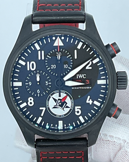 2021 IWC Schaffhausen Pilot "Tophatters" 44.5MM Black Dial Leather Strap (IW389108)
