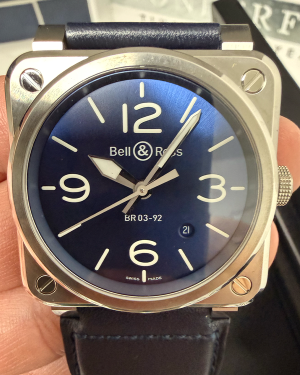 No Reserve - 2024 Bell & Ross BR 03 - 92 42MM Blue Dial Leather Strap (BR0392-BLU-ST/SCA)