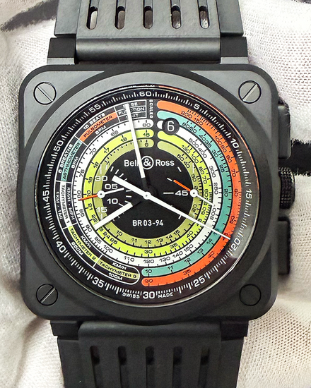 2024 Bell & Ross BR 03 - 94 Multimeter Chronograph L.E. 42MM Black "Multiscale" Dial Rubber Strap (BR0394-SW-CE/SRB)
