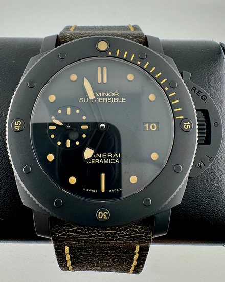 No Reserve - 2015 Panerai Submersible 1950 3 Days Ceramica L.E. 47MM Black Dial Leather Strap (PAM00508)