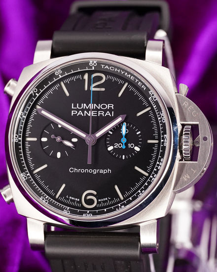 2022 Panerai Luminor Flyback Chronograph 44MM Black Dial Rubber Strap (PAM01109)