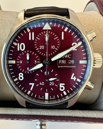 2022 IWC Schaffhausen Pilot Chronograph “Chinese New Year” Edition L.E. 41MM Red Dial Leather Strap (IW388107)