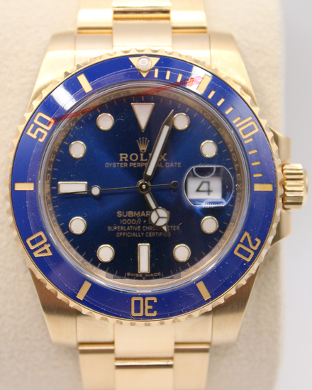 Rolex Submariner Date 40MM Blue Dial Yellow Gold Oyster Bracelet (116618LB)