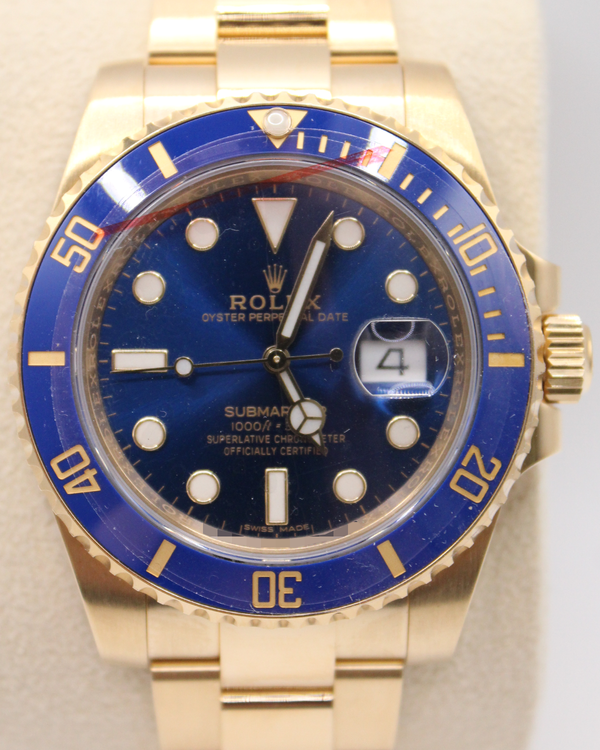 Rolex Submariner Date 40MM Blue Dial Yellow Gold Oyster Bracelet (116618LB)