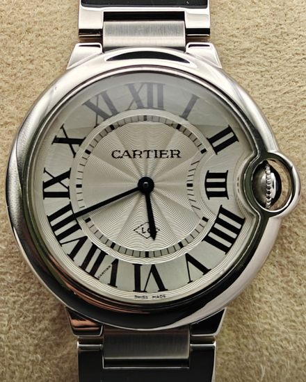 2013 Cartier Ballon Bleu 36MM Quartz Silver Dial Steel Bracelet (W69011Z4)