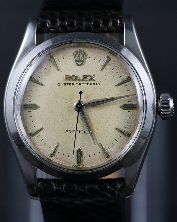 1957 (271 K Serial) Rolex Oyster Precision Speedking 30MM Grey Dial Aftermarket Leather Strap (6420)