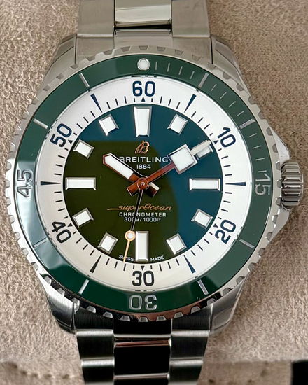 2025 Breitling Superocean 44MM Green Dial Steel Bracelet (A17376A31L1A1)