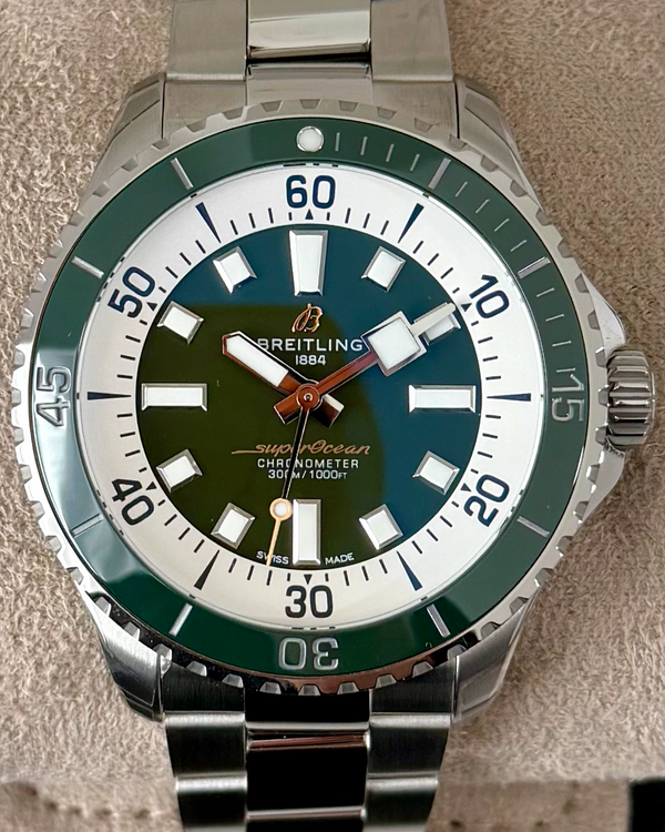 2025 Breitling Superocean 44MM Green Dial Steel Bracelet (A17376A31L1A1)