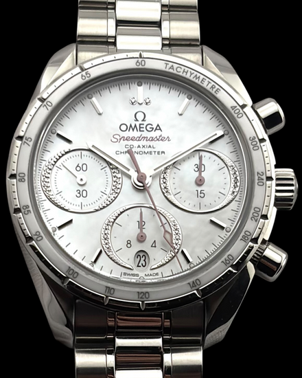 2018 Omega Speedmaster 38 Co-Axial Chronograph 38MM White "Mother Of Pearl" Dial Steel Bracelet (324.30.38.50.55.001)