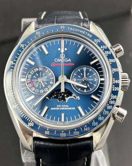 2018 Omega Speedmaster Moonphase 44MM Blue Dial Leather Strap (304.33.44.52.03.001)
