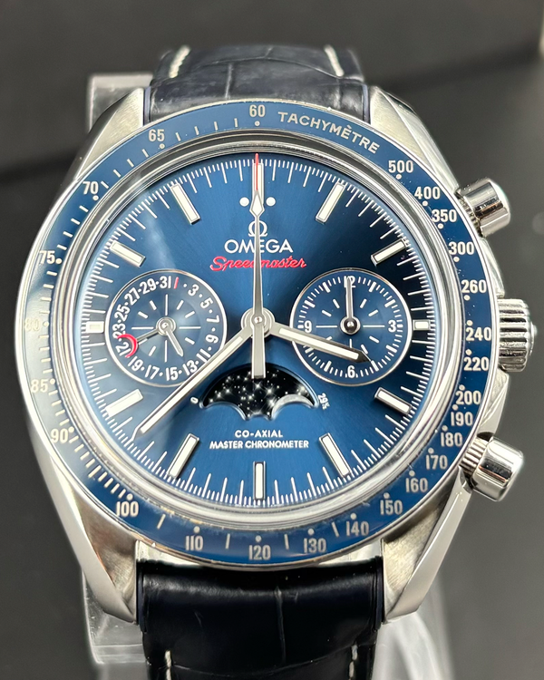 2018 Omega Speedmaster Moonphase 44MM Blue Dial Leather Strap (304.33.44.52.03.001)