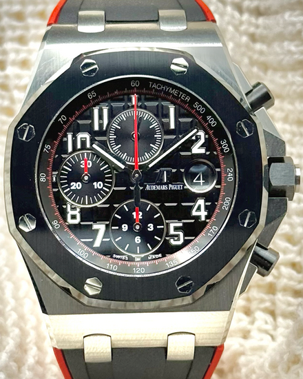 2020 Audemars Piguet Royal Oak Offshore Chronograph "Vampire" 42MM Black Dial Aftermarket Rubber Strap (26470SO.OO.A002CA.01)
